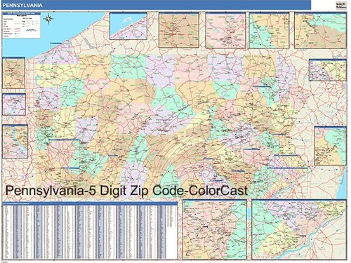 Pennsylvania Zip Code Map from OnlyGlobes.com